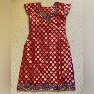 Indian Kurta With Embroidery Applique Rhinestone Sz XS XXS